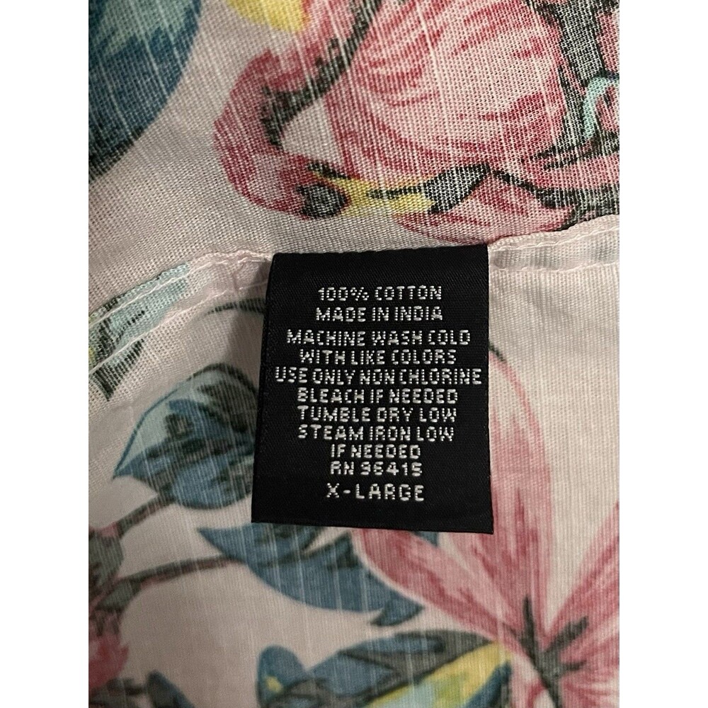 MASSIVE Brand Short Sleeve Button Front Pink Flamingo Print Shirt Mens Sz XL - Picture 4 of 5
